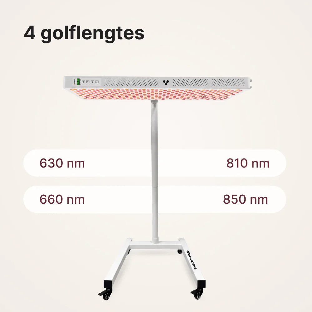 ATP Pure 1500 horizontaal op de verrijdbare standaard met 4 golflengtes: 630, 660, 810 en 850 nm