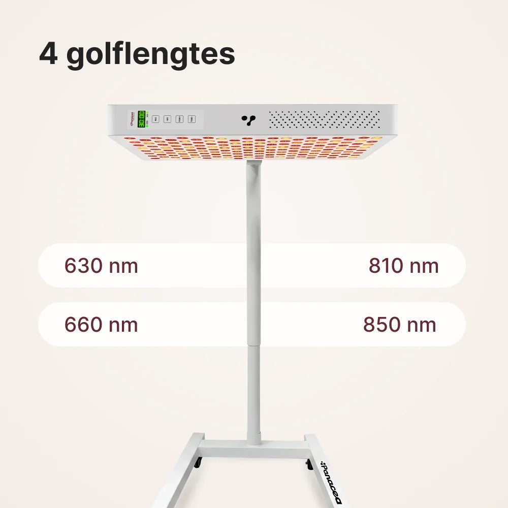 ATP Pure 700 horizontaal op de verrijdbare standaard met 4 golflengtes: 630, 660, 810 en 850 nm