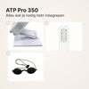 ATP Pro 350: inbegrepen accessoires, paneel met bureaustandaard, afstandsbediening en veiligheidsbril