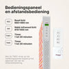 ATP Pure 1500 bedieningspaneel en afstandsbediening: rood licht 660 nm, nabij-infrarood 810 en 850 nm, timer van 1 tot 30 minuten