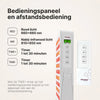 ATP Pure 300 bedieningspaneel en afstandsbediening: rood licht 660 nm, nabij-infrarood 810 en 850 nm, timer van 1 tot 30 minuten