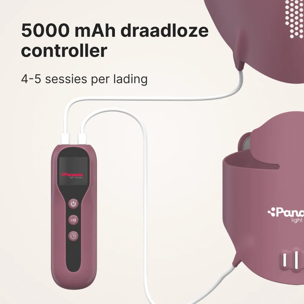 Panacea LED Masker + Hals & Décolleté: draadloze controller van 5000 mAh, goed voor 4 tot 5 sessies per lading