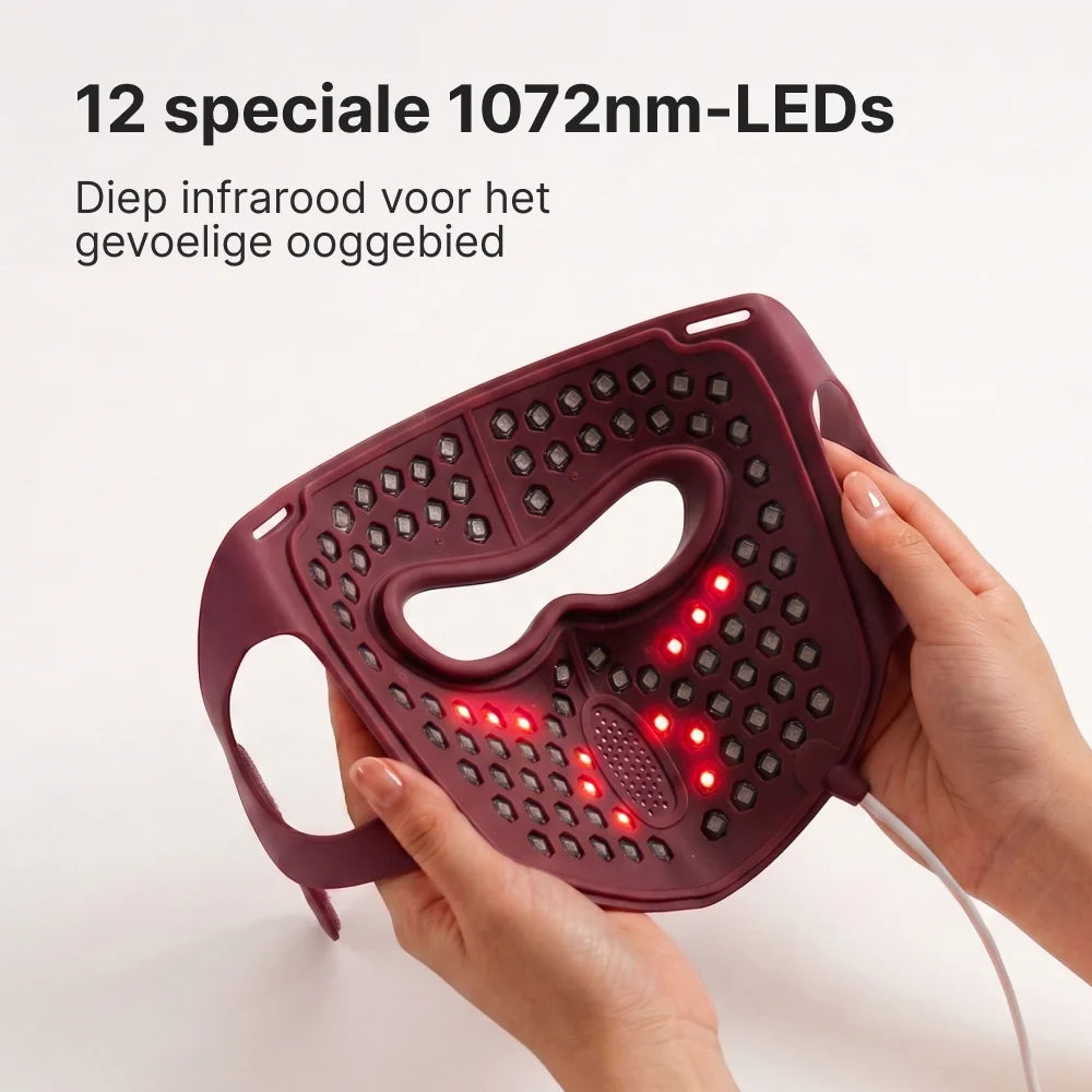 Panacea LED Masker binnenkant: 12 speciale 1072 nm-LED's voor het gevoelige ooggebied