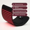 Gebogen TheraFlex riem met rode LED's aan en de controller met display