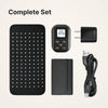 TheraFlex Complete Set: LED-riem, controller met display, adapter, opbergetui en USB-kabel