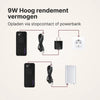 TheraFlex riem met 9W vermogen: opladen via het stopcontact met de adapter of via een powerbank