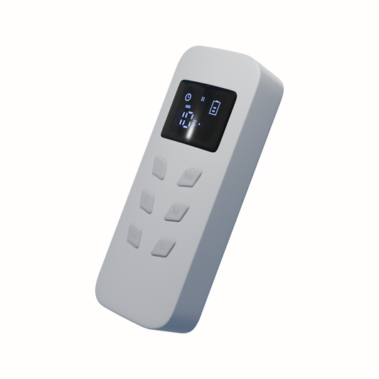Afstandsbediening voor het vorige model LED masker, met display en kabels
